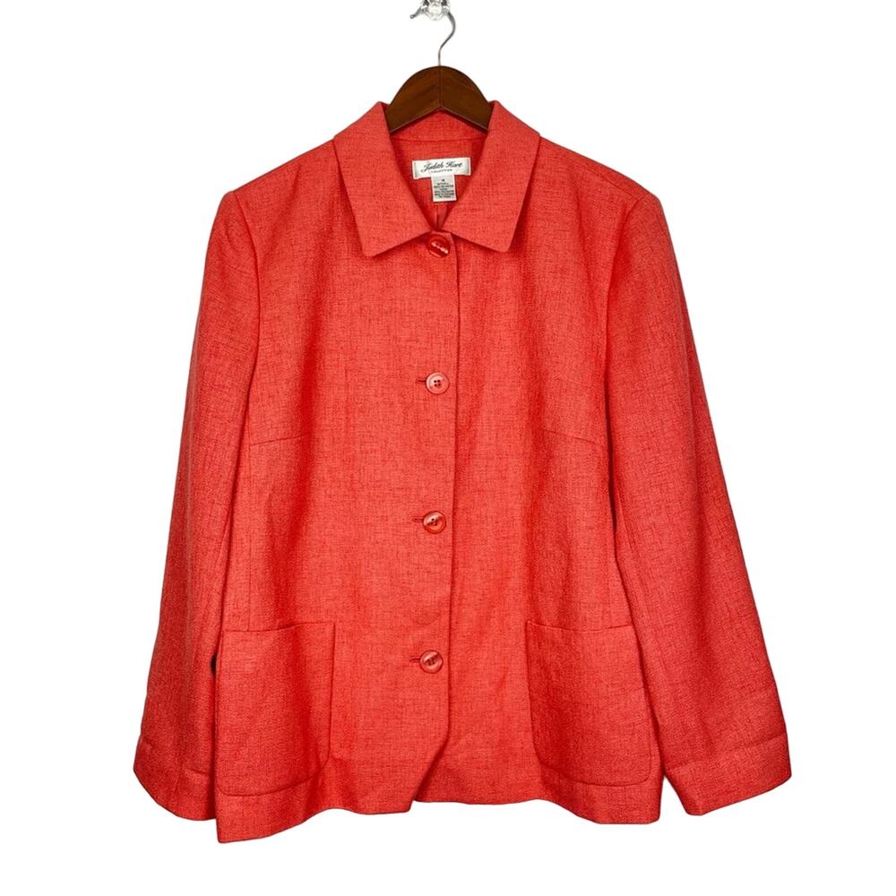 Judith Hart | Orange Textured Office Career Button Blazer Jacket